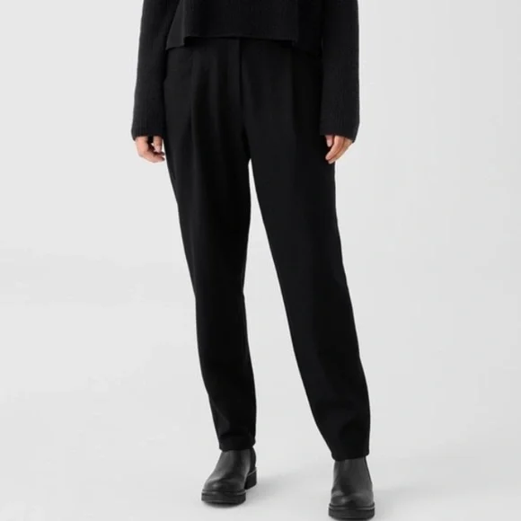 NWT Eileen Fisher Boiled Wool Jersey Carrot Pant Black M - Picture 5 of 16